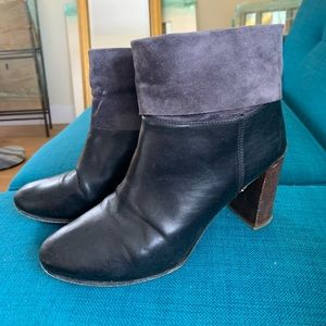 VINCE all-leather booties with wooden block heel